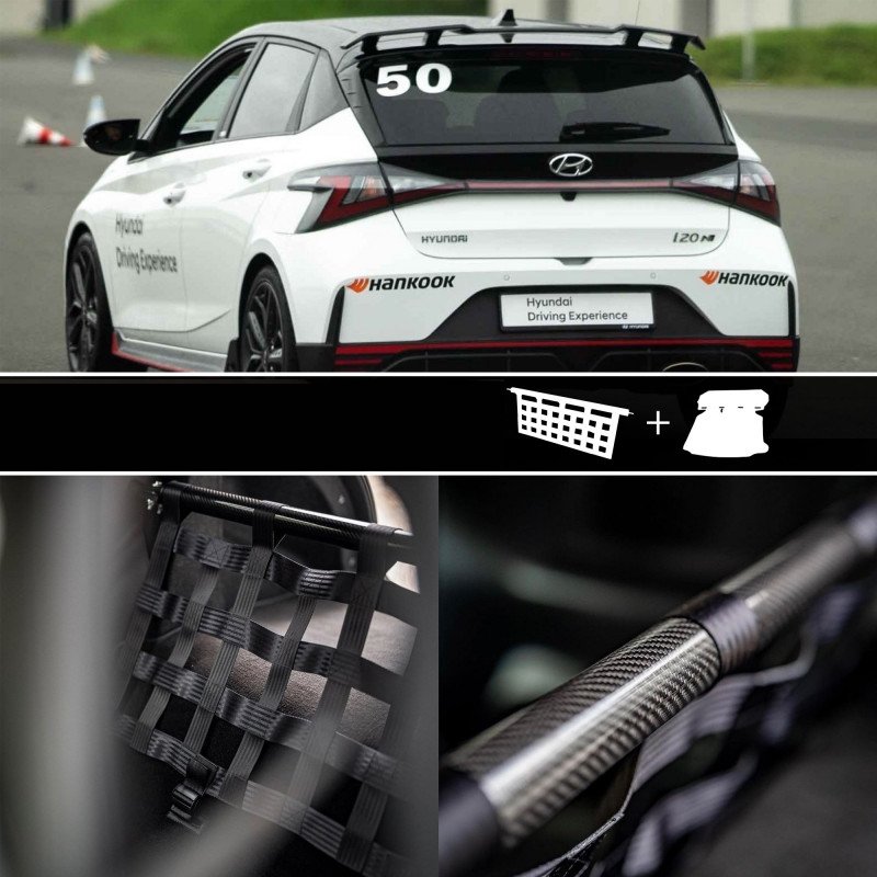 Clubsport Komplettset - Strebe mit Netz und Teppich für Hyundai i20N